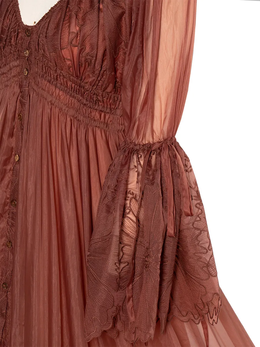 Boho Embroidery Lace Dress for Photo Shoot Woman Maxi Dress Photography Props YW240012