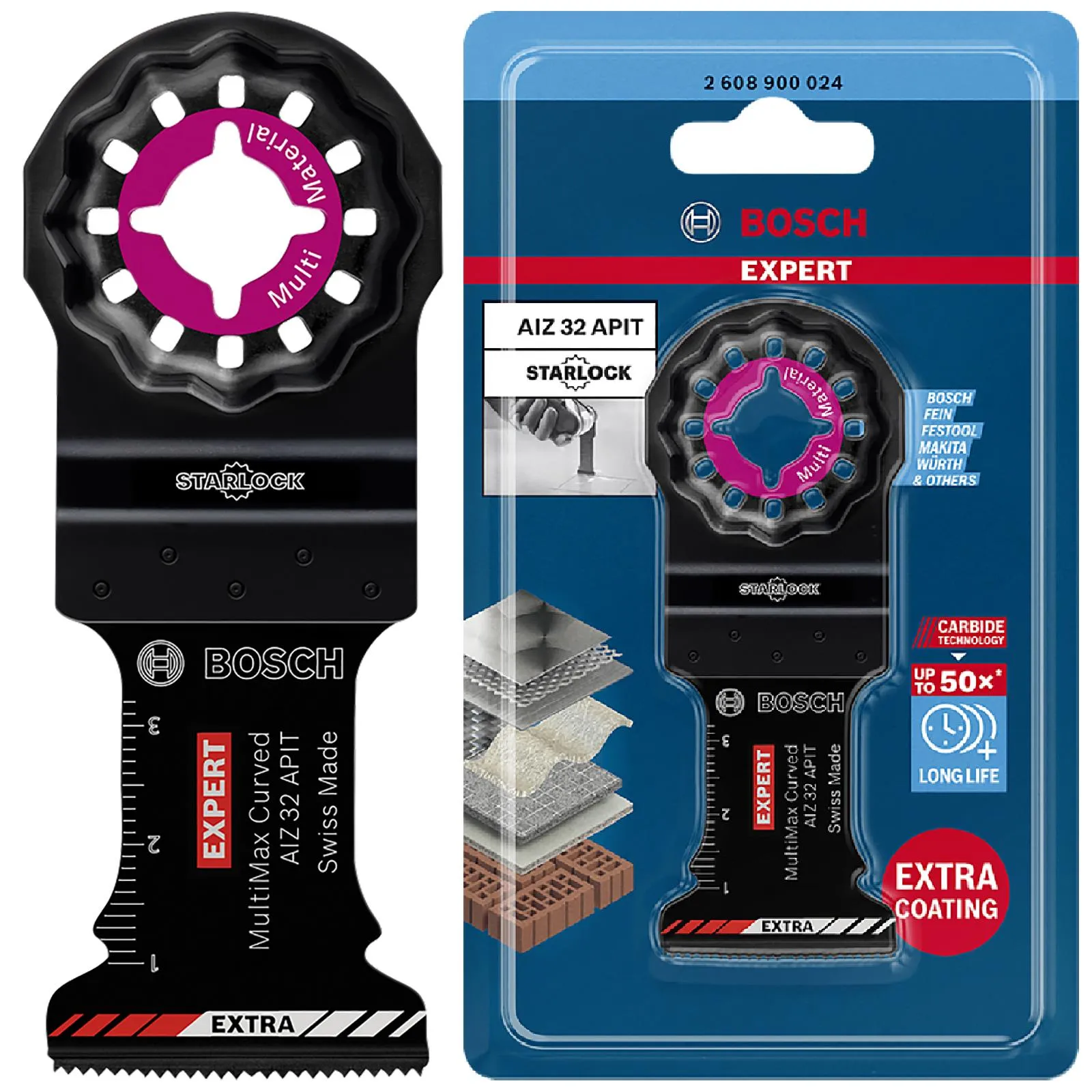 Bosch EXPERT Multi Tool Blade Starlock 32mm x 40mm Carbide Technology AIZ 32 APIT MultiMax
