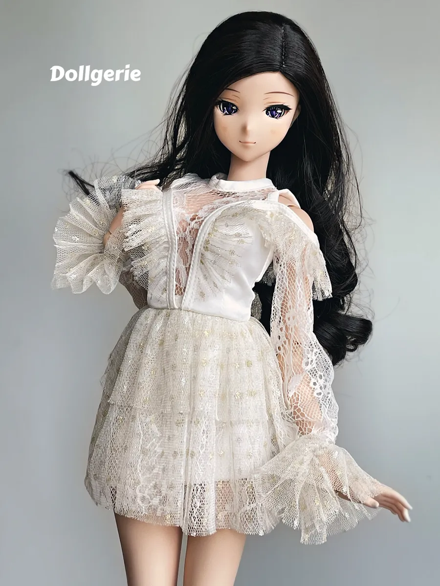 Boutique White Lace Plunge Skater Dress for SmartDoll or DD