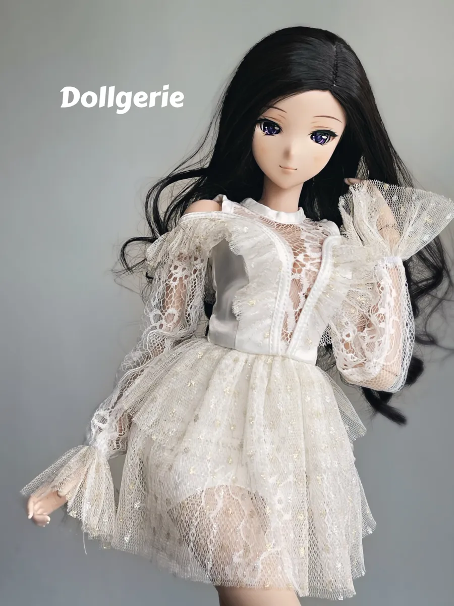 Boutique White Lace Plunge Skater Dress for SmartDoll or DD