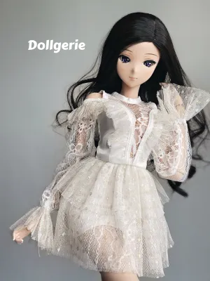 Boutique White Lace Plunge Skater Dress for SmartDoll or DD