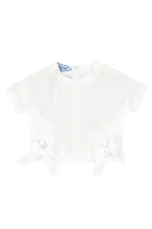 Bow embellished cream shirt by Mimisol