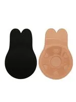 Bunny Plak BH - Strapless Lift Effect - Zelfklevende Borst Lift Beha - Onzichtbaar & Herbruikbaar - Zwart & Huidskleur - 2 paar - maat S/M