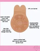 Bunny Plak BH - Strapless Lift Effect - Zelfklevende Borst Lift Beha - Onzichtbaar & Herbruikbaar - Zwart & Huidskleur - 2 paar - maat S/M