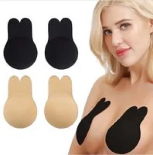 Bunny Plak BH - Strapless Lift Effect - Zelfklevende Borst Lift Beha - Onzichtbaar & Herbruikbaar - Zwart & Huidskleur - 2 paar - maat S/M