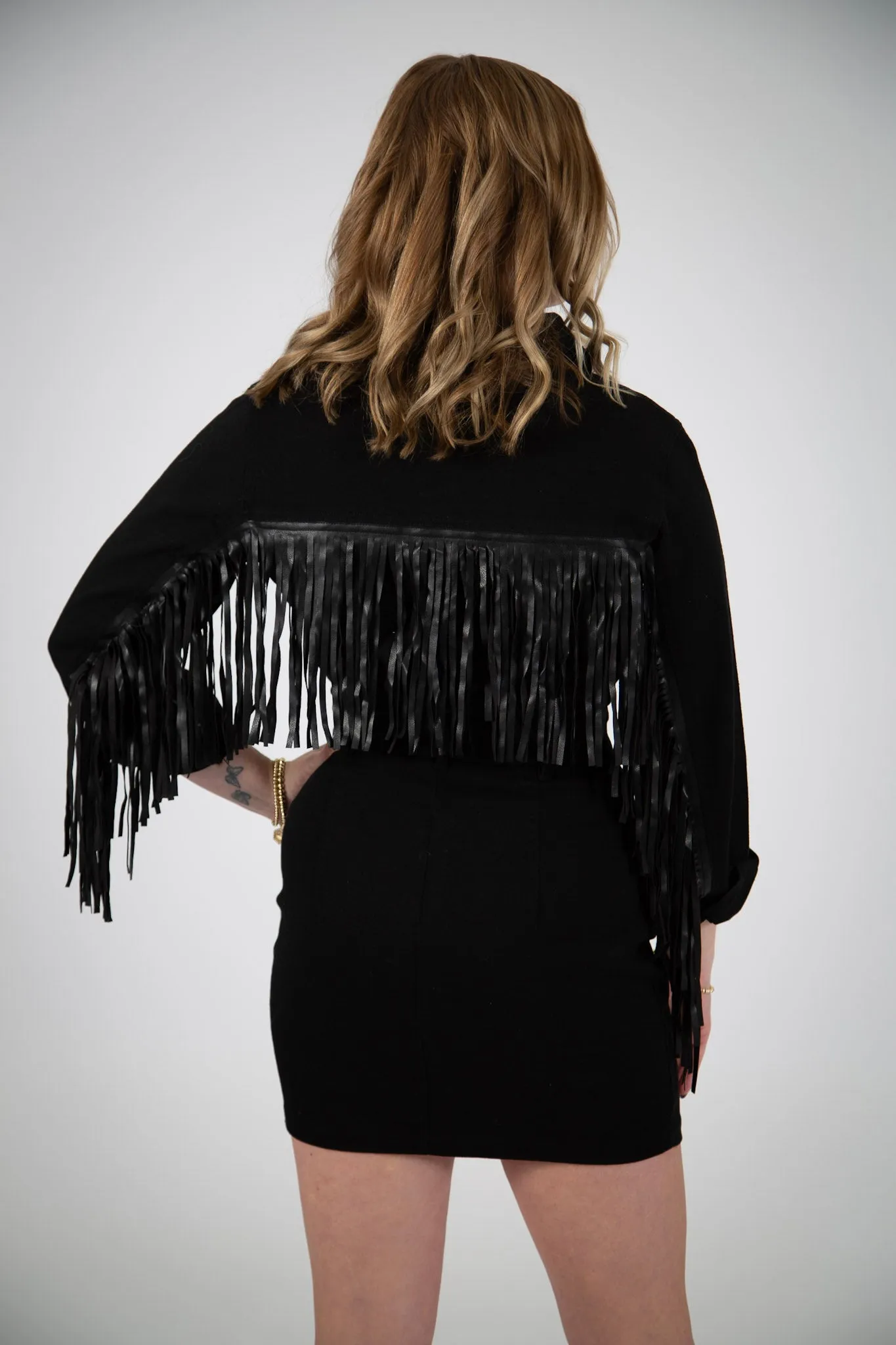Button Up Fringe Back Dress