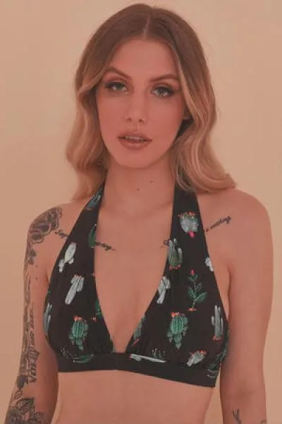 Cactus Ruched Triangle Bikini Top -