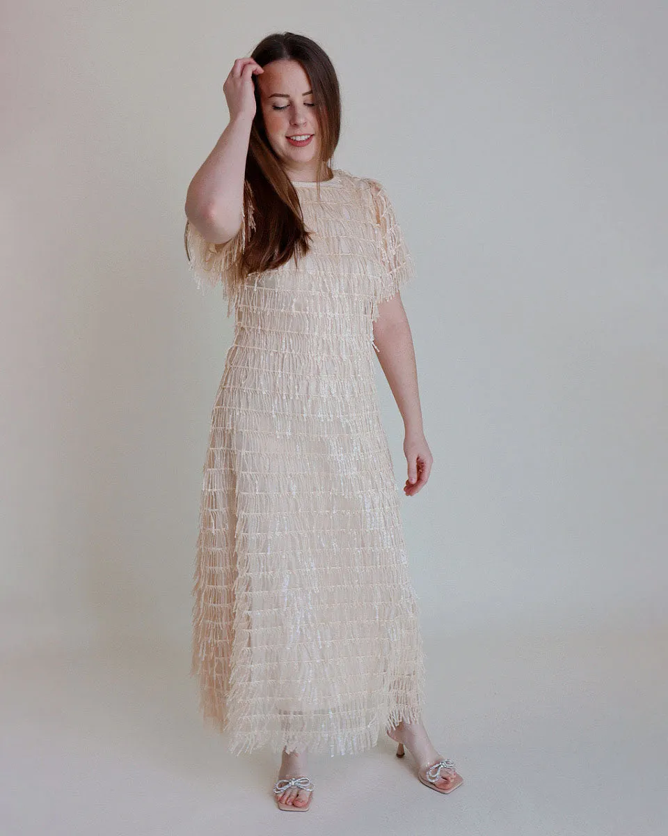 Camille Sequin Fringe Maxi Dress
