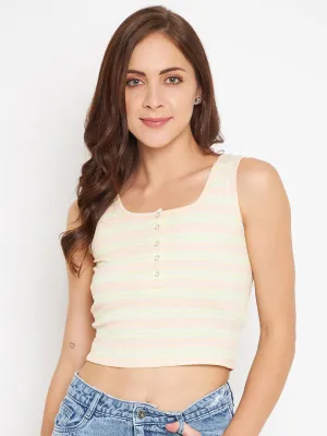 Camla Barcelona Yellow Striped Crop Top