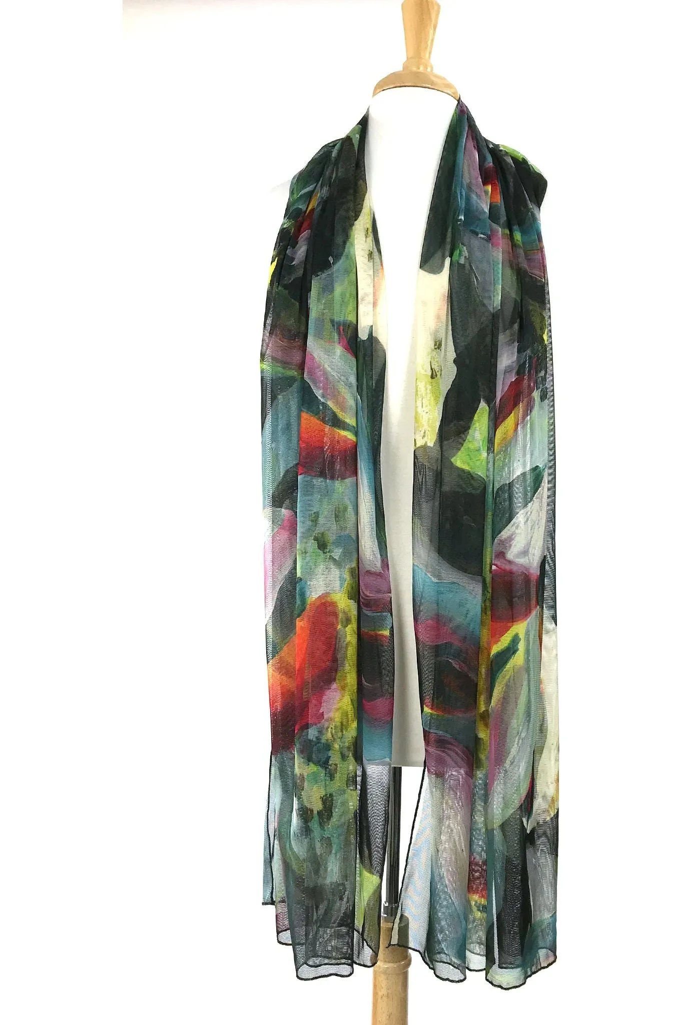 CARMEN  Abstract Print Long & Wide Sheer Shawl Stole Wrap