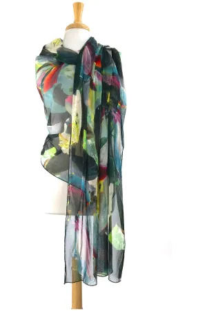 CARMEN  Abstract Print Long & Wide Sheer Shawl Stole Wrap
