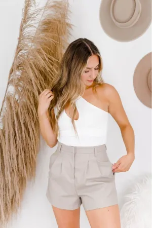 Carmen Asymmetric Cut-Out Bodysuit - White