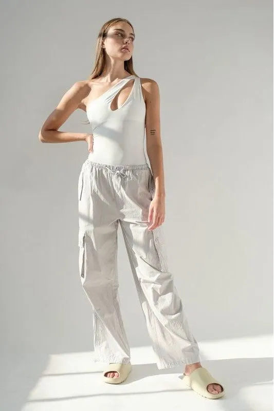 Carmen Asymmetric Cut-Out Bodysuit - White