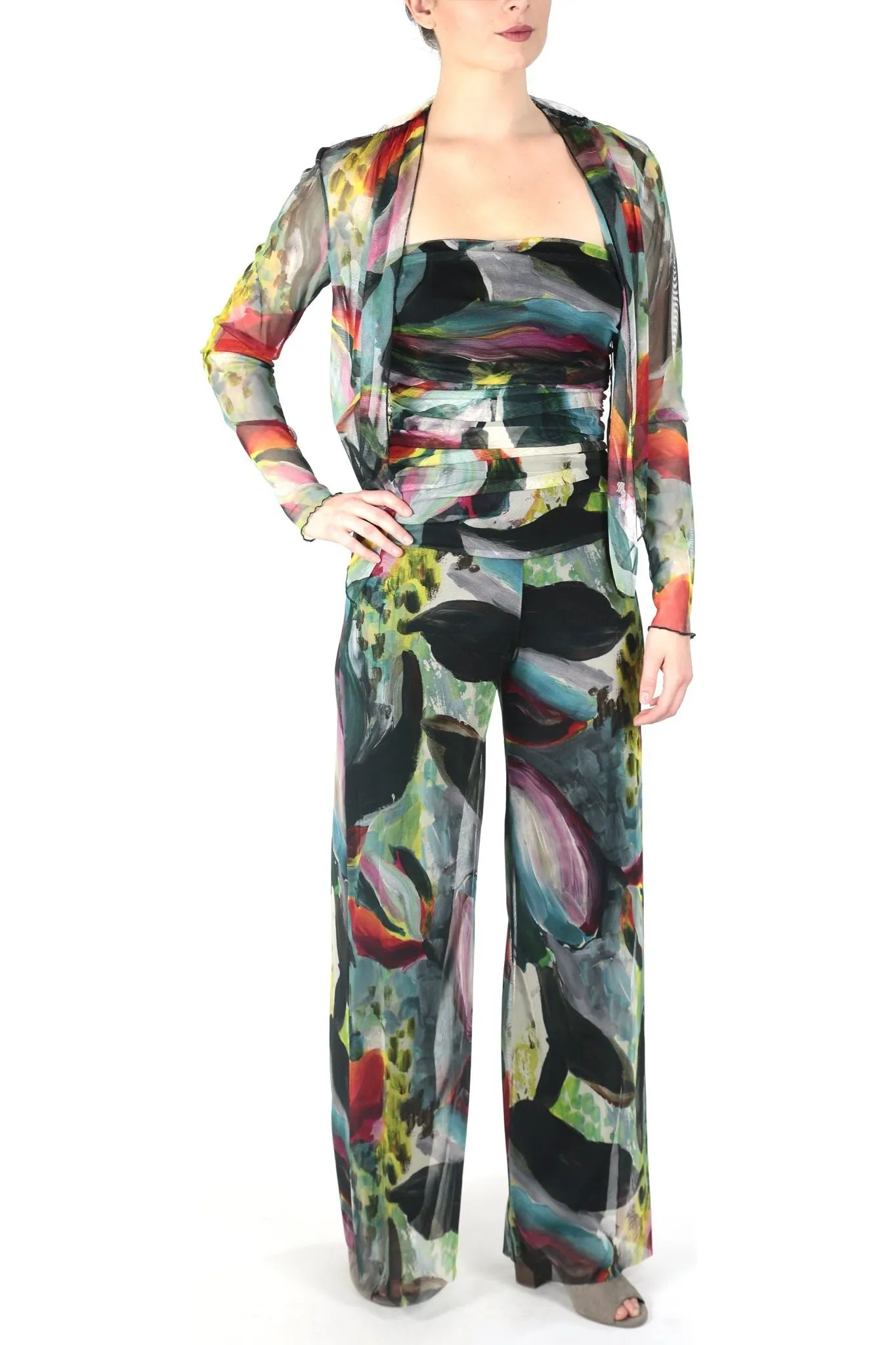 CARMEN Print Sheer Long Sleeve Jacket