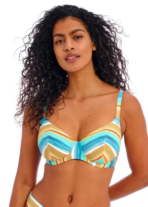 Castaway Island Plunge Bikini Top In Blue Multi