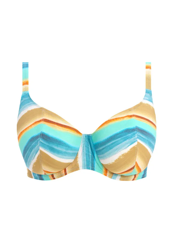Castaway Island Plunge Bikini Top In Blue Multi