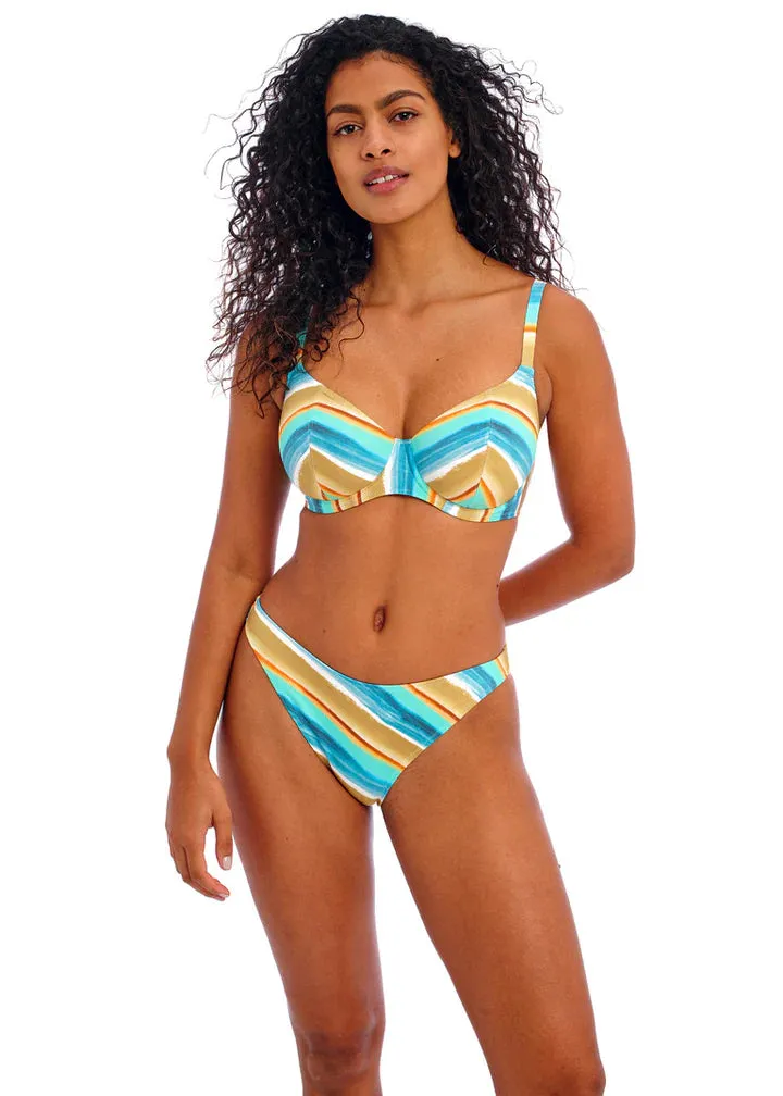 Castaway Island Plunge Bikini Top In Blue Multi