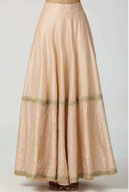 Chanderi Silk Lehenga Set in Peach