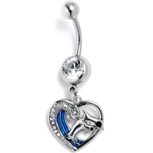 Clear Gem Dolphin Heart Delight Dangle Belly Ring