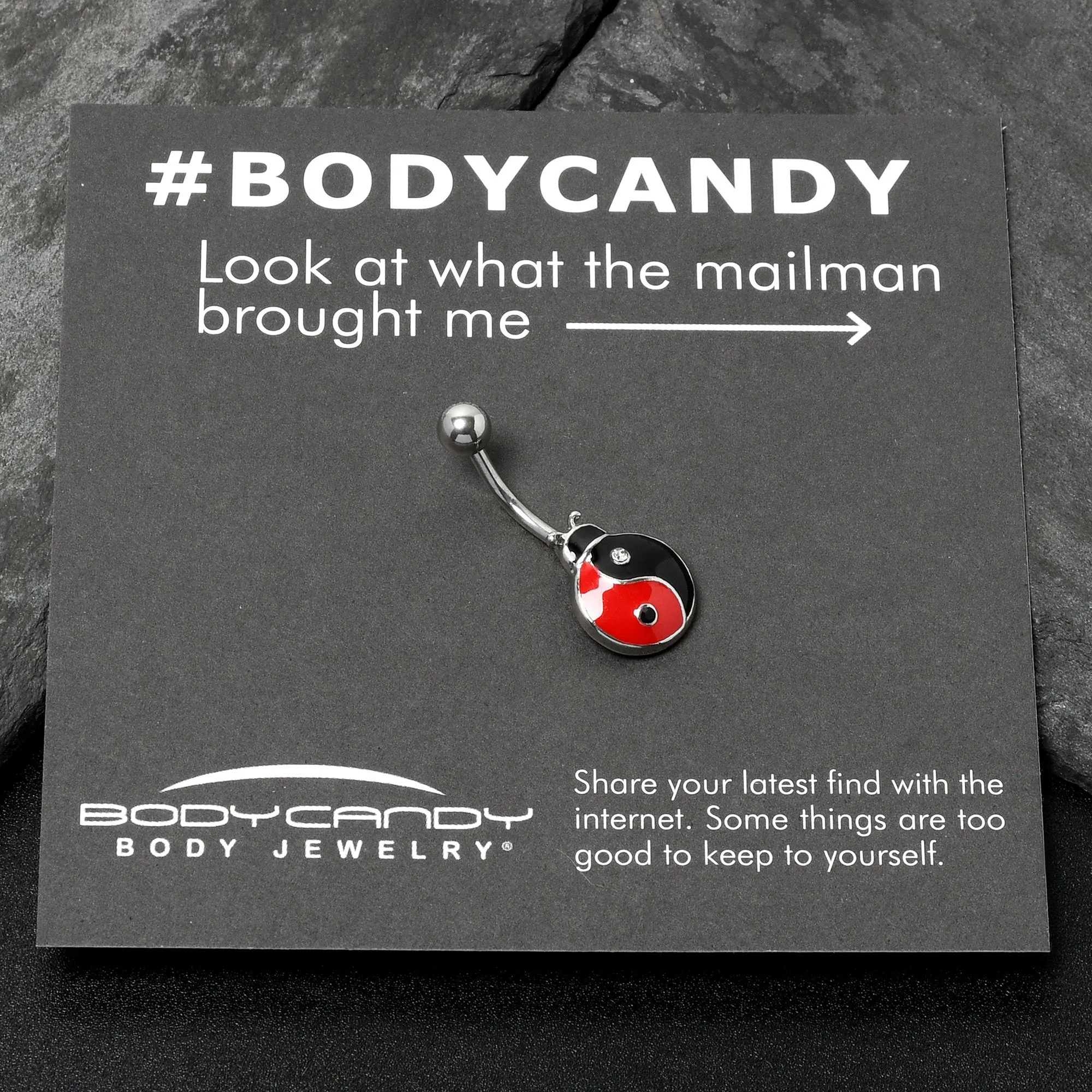 Clear Gem Ladybug Yin Yang Belly Ring