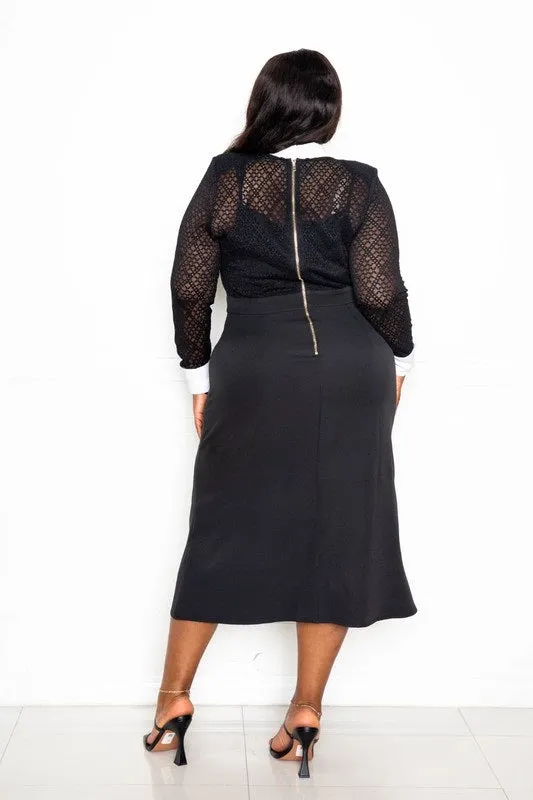 Collar Lace Midi Dress