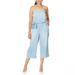 Colleen Lopez Women's Strapless Belted Chambray Denim Jumpsuit