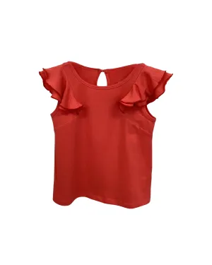 Coral Ruffle Sleeve Top..