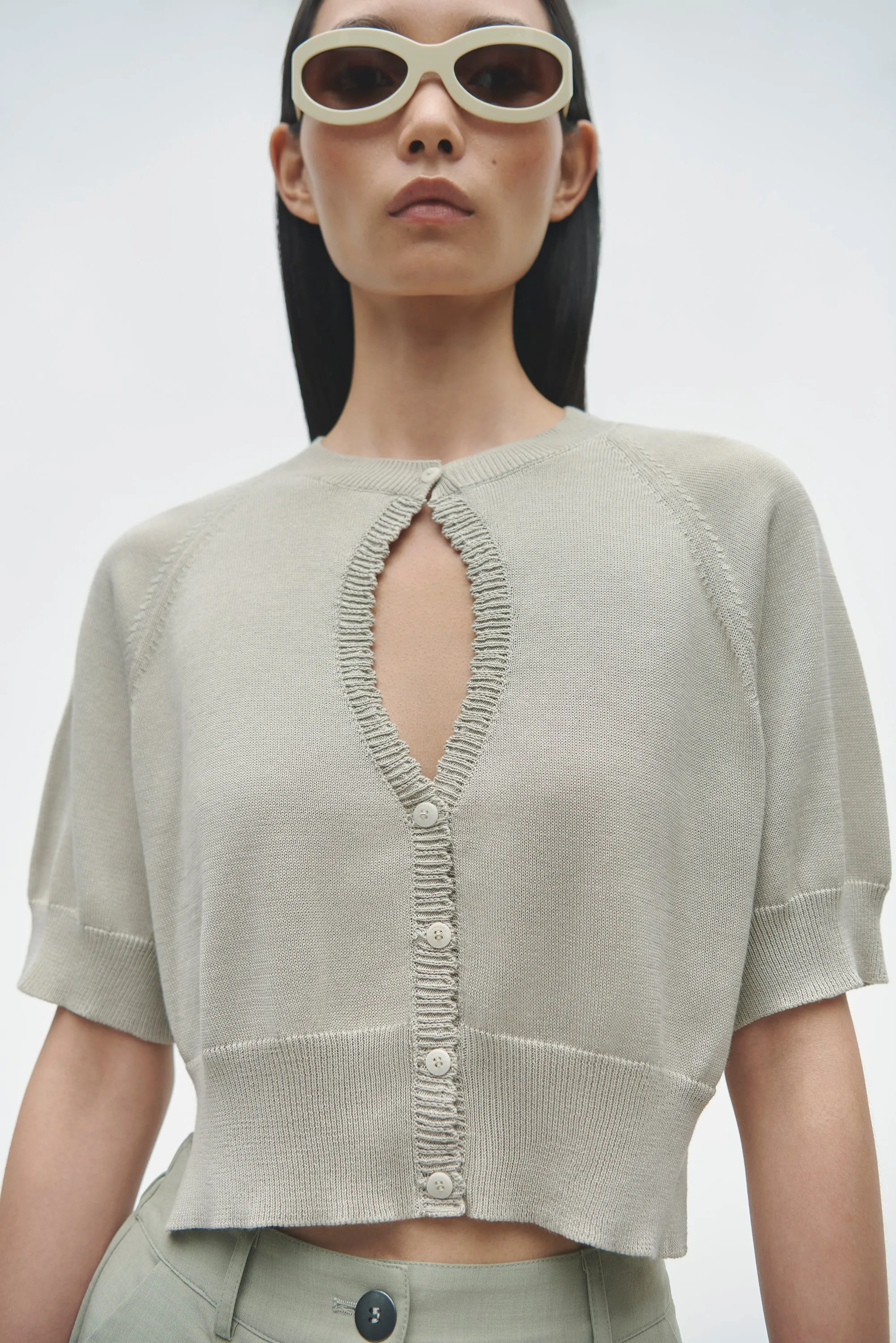Cordera - Organic Cotton Cut-Out Top (Pearl Grey)
