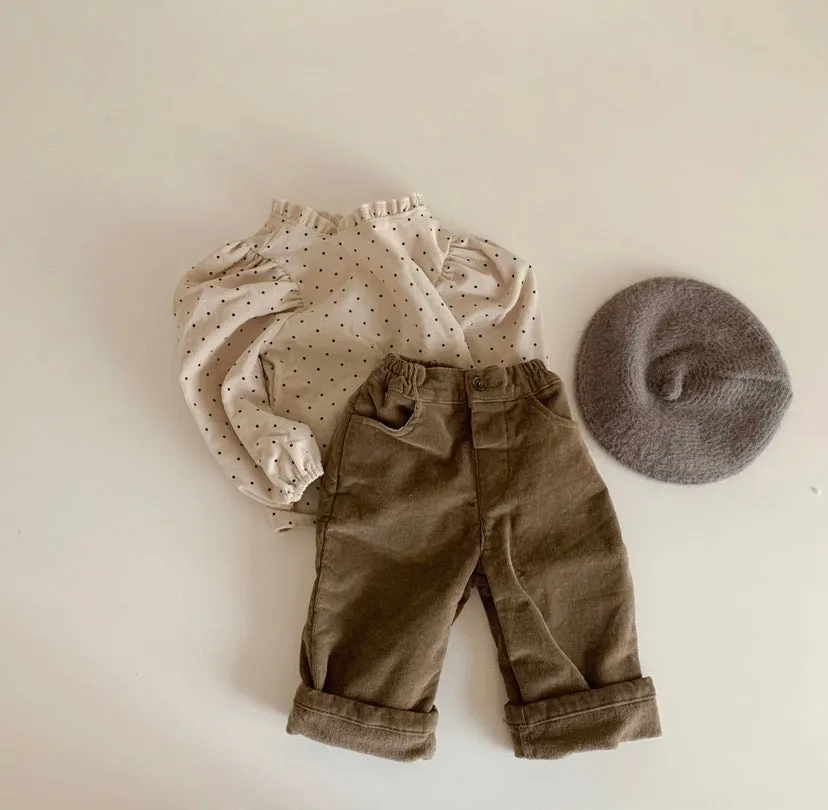 Corduroy Ruffleneck Blouse