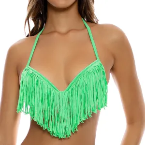 COSITA BUENA - Plunge Push Up Fringe Underwire Top-LG
