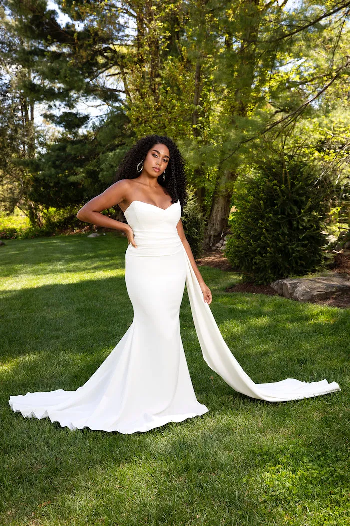Crepe Sweetheart Side Draped Gown
