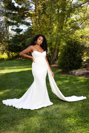 Crepe Sweetheart Side Draped Gown