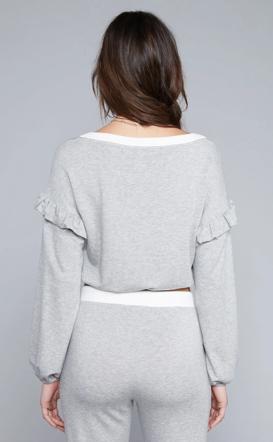 Cropped Dolman Ruffle Top
