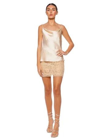 Cuomo Champagne Beaded Silk Top