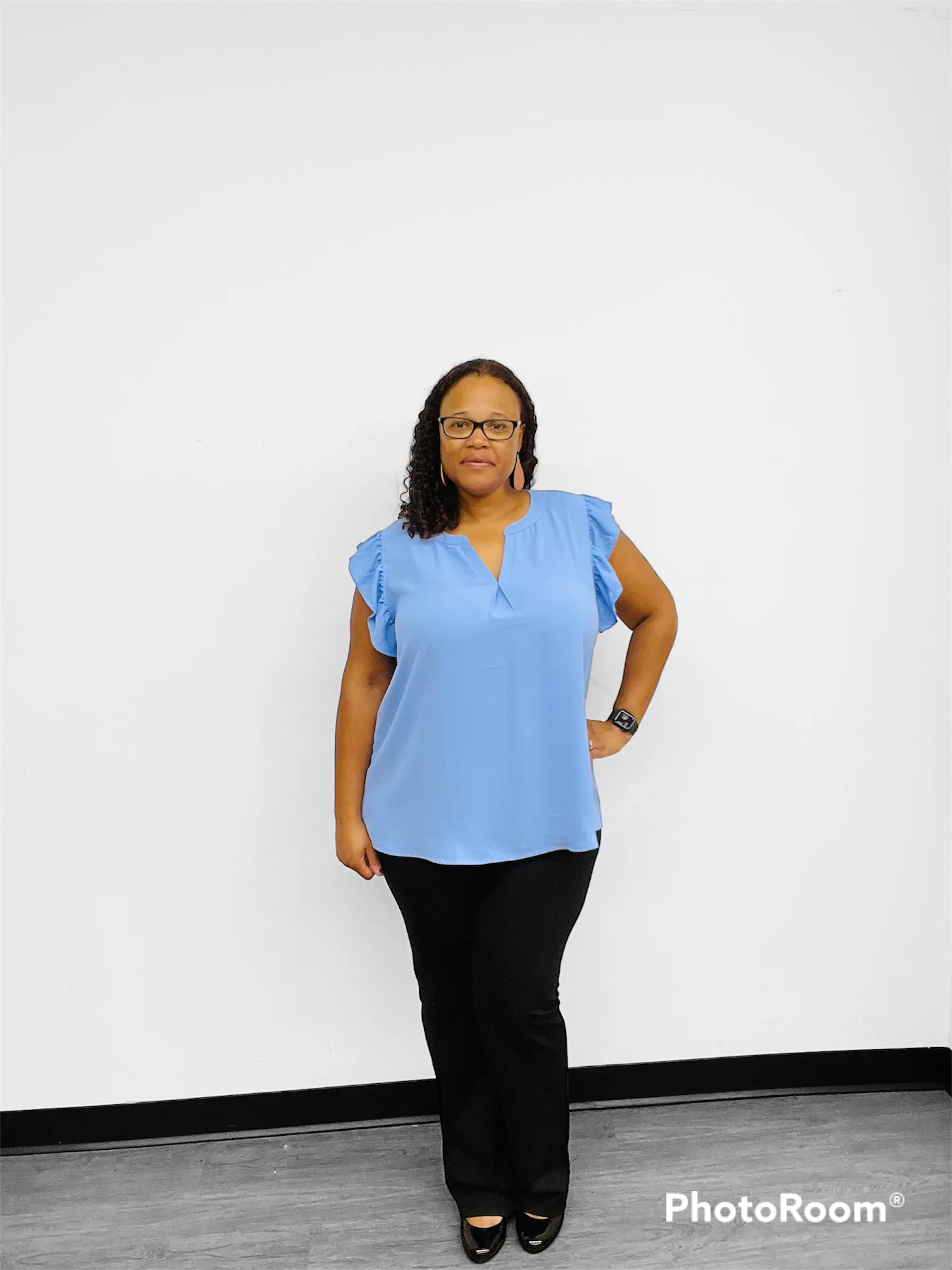 Curve Love:  Sky Ruffle Blouse Top