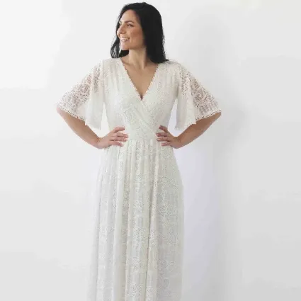 Curvy Butterfly Sleeves dress #1267
