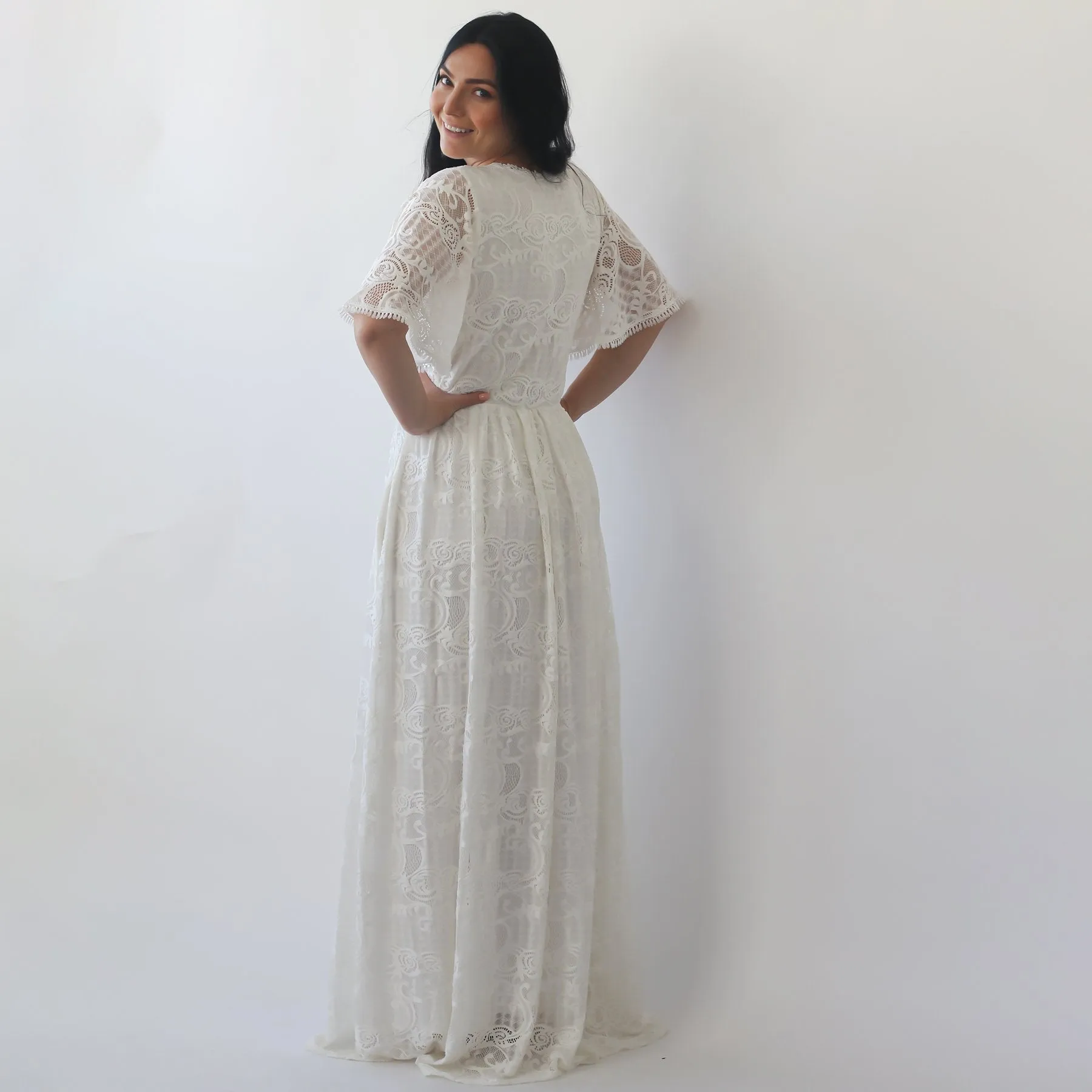 Curvy Butterfly Sleeves dress #1267