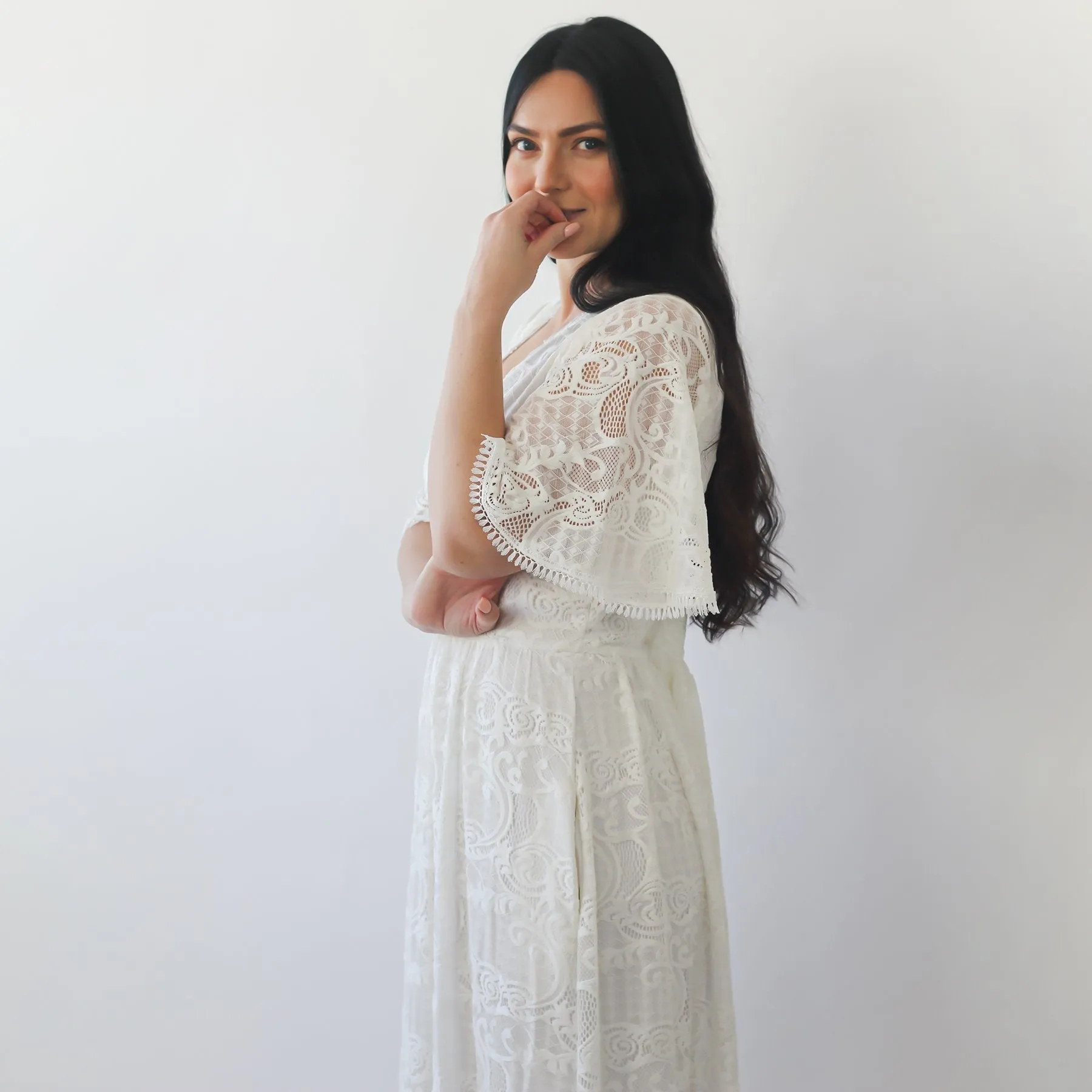 Curvy Butterfly Sleeves dress #1267