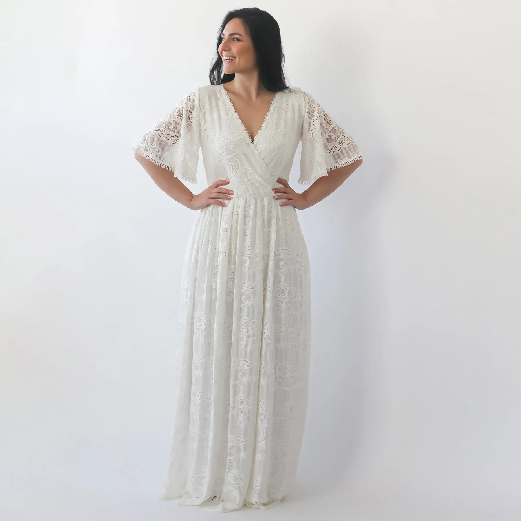 Curvy Butterfly Sleeves dress #1267