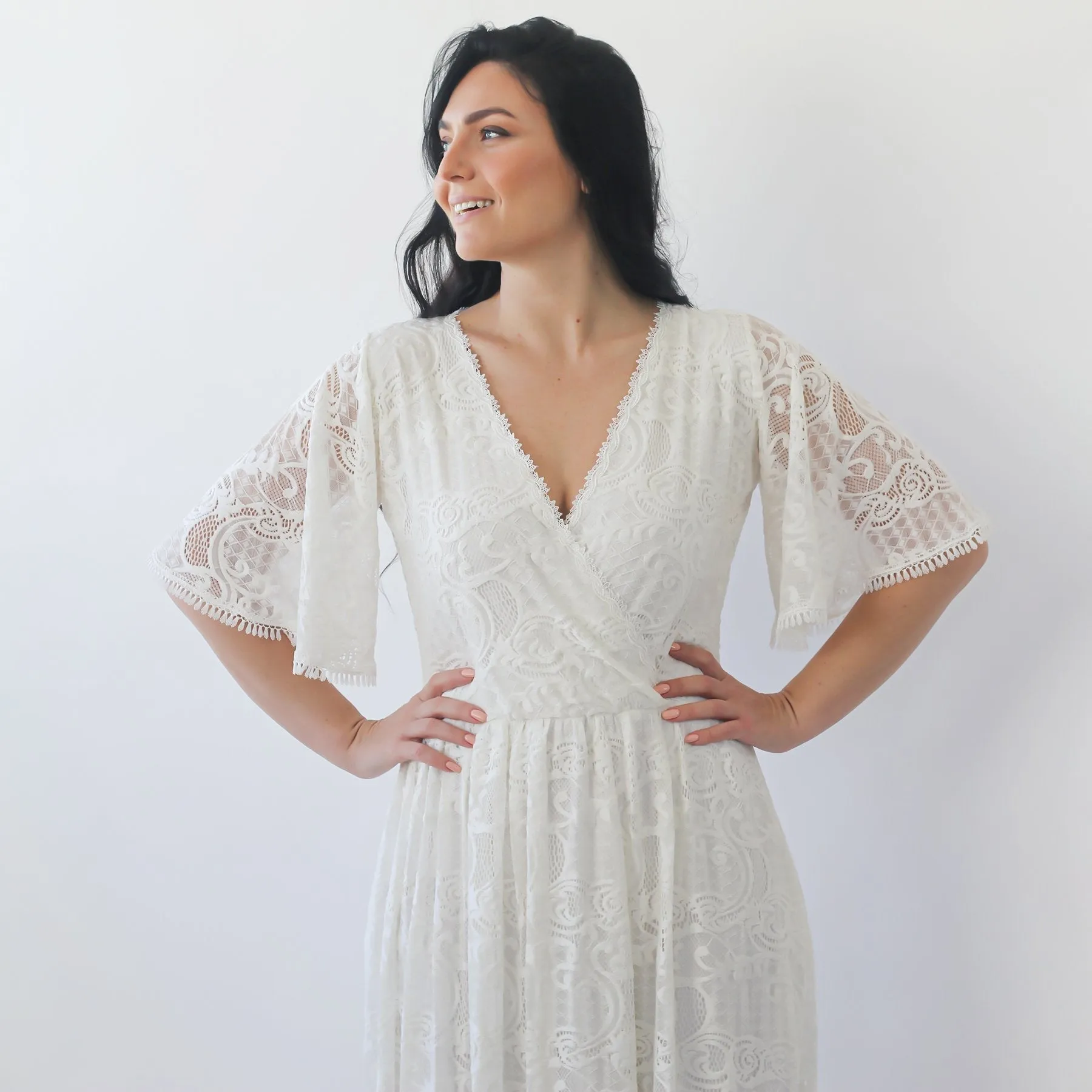 Curvy Butterfly Sleeves dress #1267
