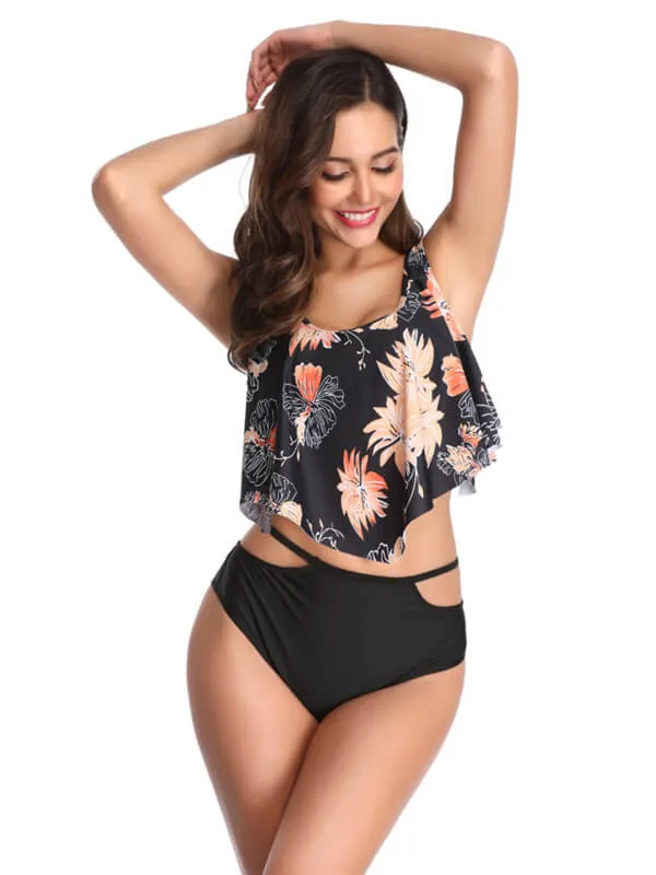 Cut Out High Waist Tankini