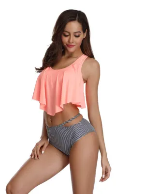 Cut Out High Waist Tankini