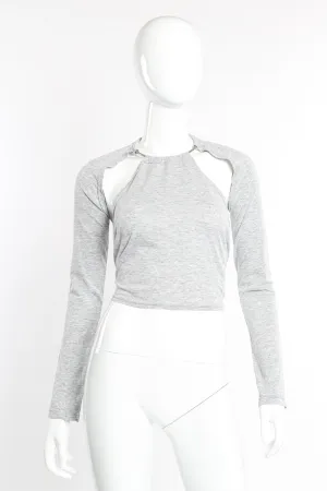Cut-Out Sleeve Ring Collar Halter Top