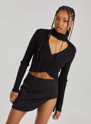 Cut Out Wrap High Neck Top