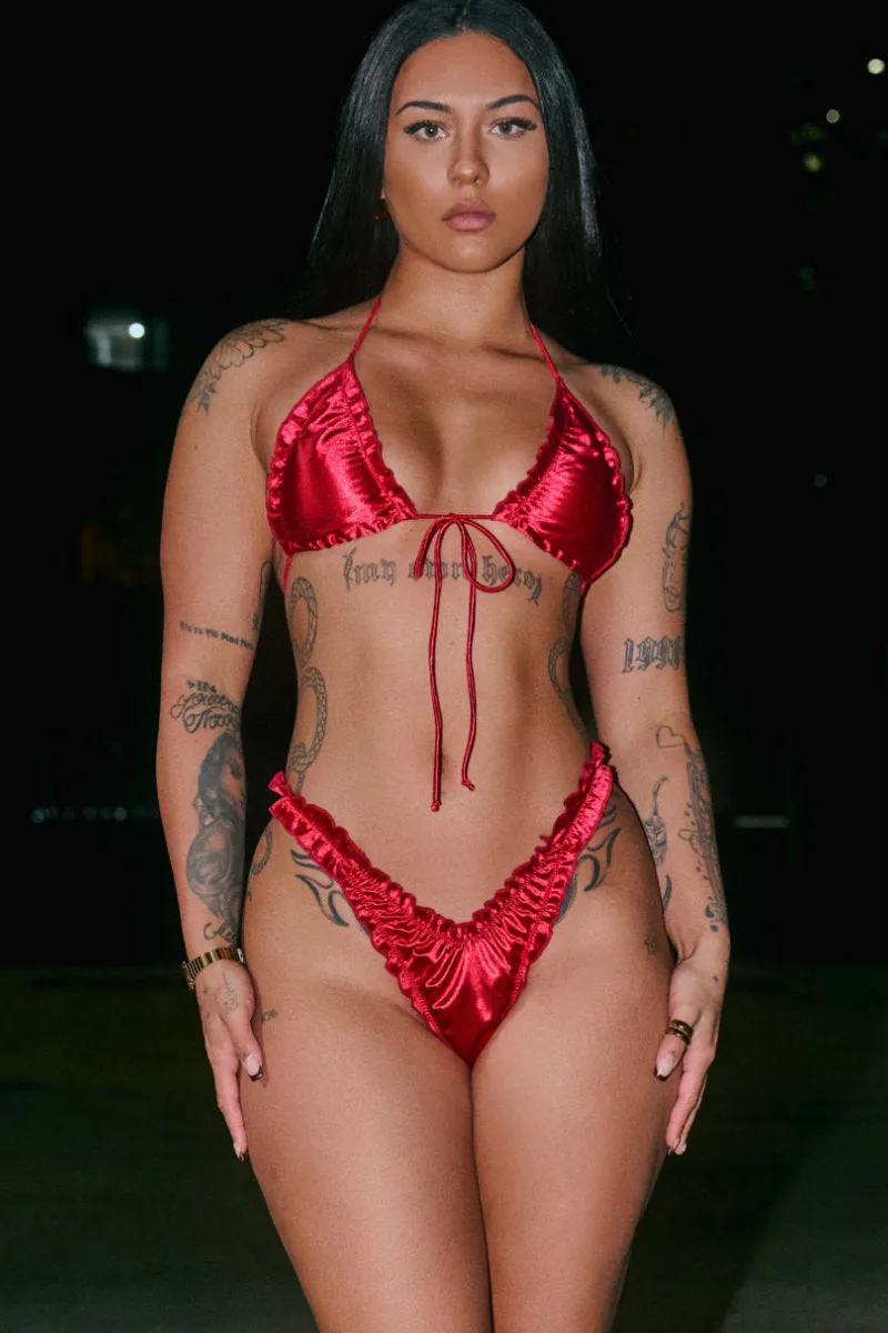 CXIX X HOAH Pillowtalk Feeling Fussy Bottoms - Red Satin