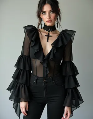 Cynthia Black Georgette Top