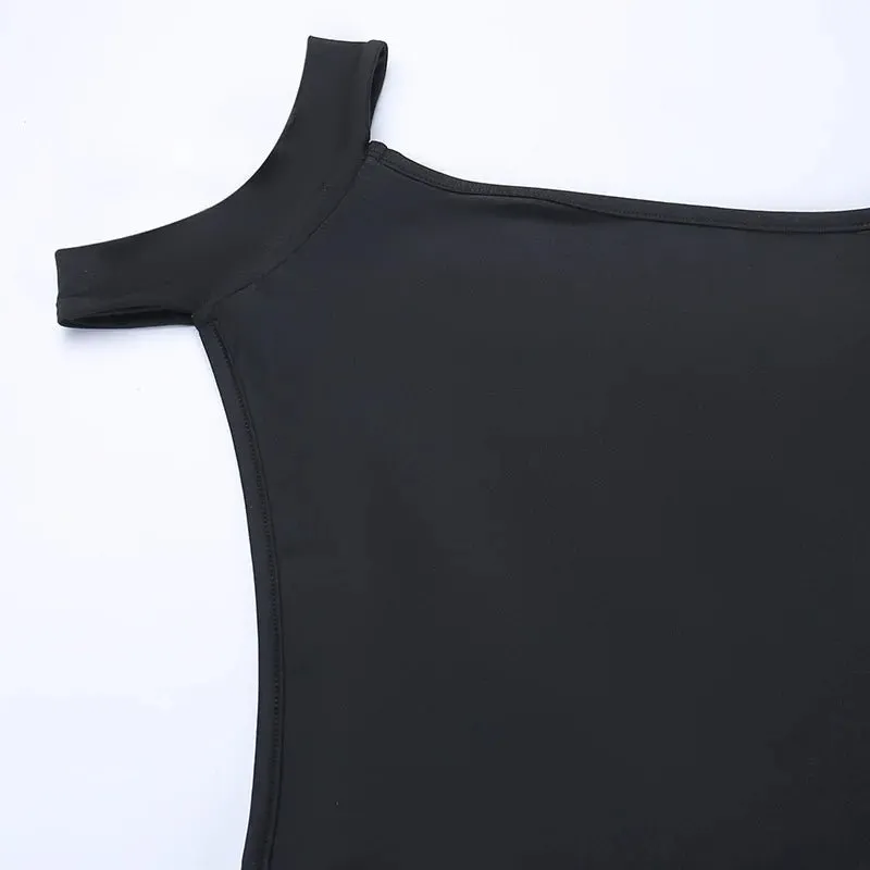Dark Cosplay Gothic Lace-Up Halter Dress High Side Splits