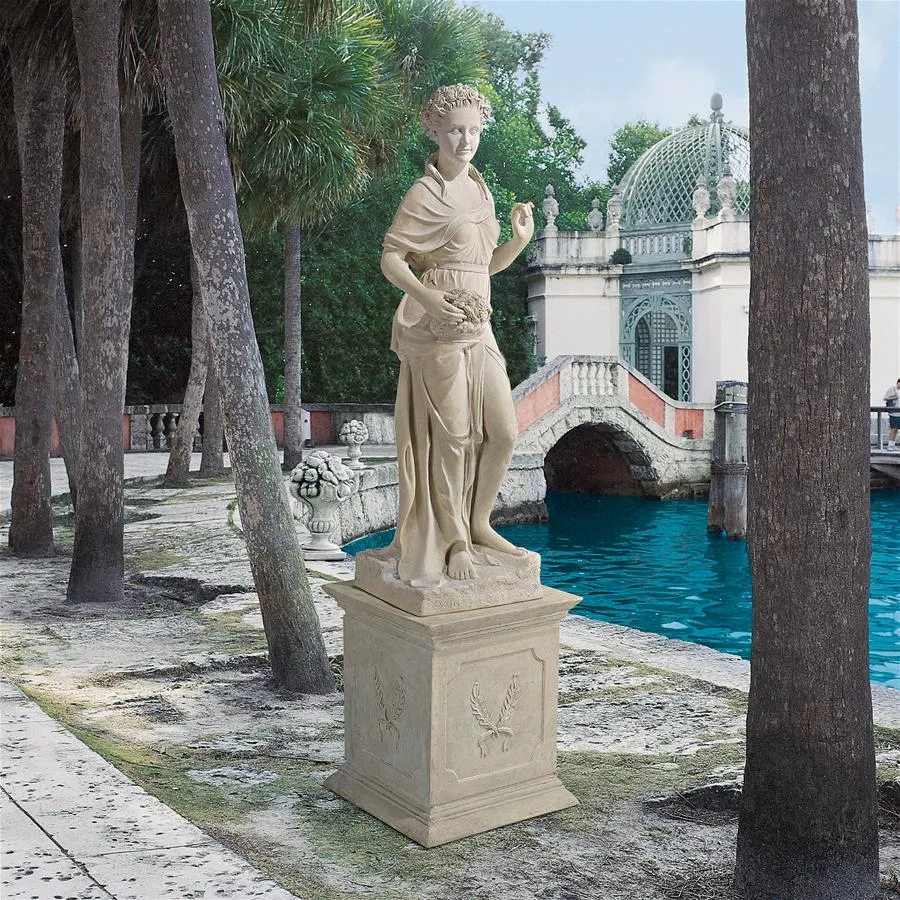 Design Toscano- The Four Goddesses of the Seasons Statue: Spring Statue & Plinth