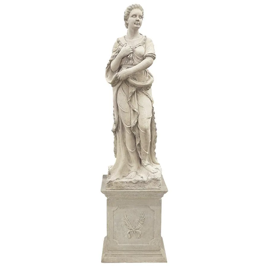 Design Toscano- The Four Goddesses of the Seasons Statue: Winter Statue & Plinth