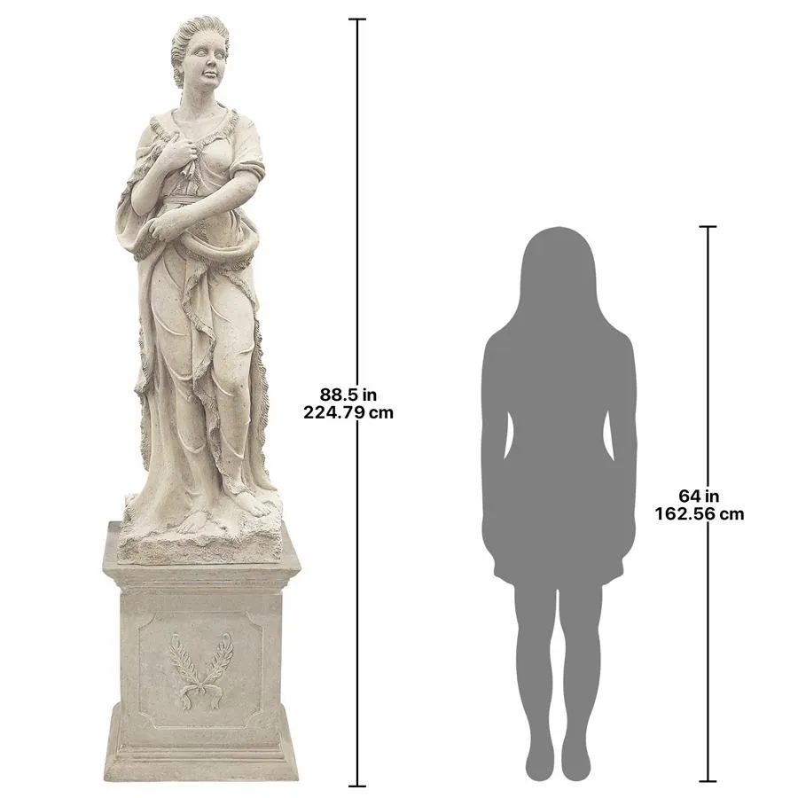 Design Toscano- The Four Goddesses of the Seasons Statue: Winter Statue & Plinth